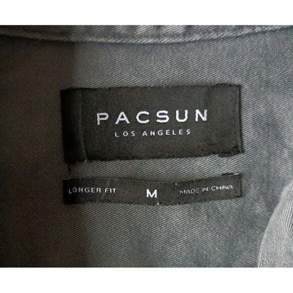 Pacsun Shirt Men's Medium Denim Button Down Gray Long Sleeve - Picture 5 of 8